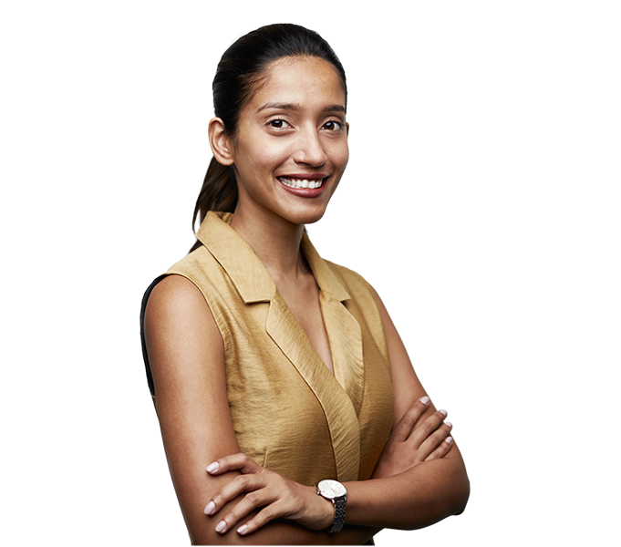 Woman crossing arms and smiling