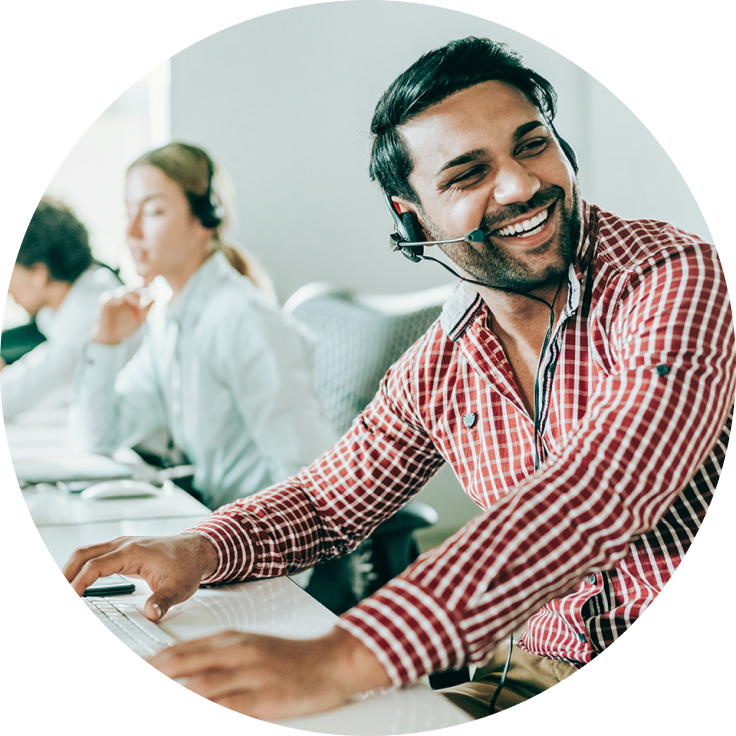 smiling man with headset