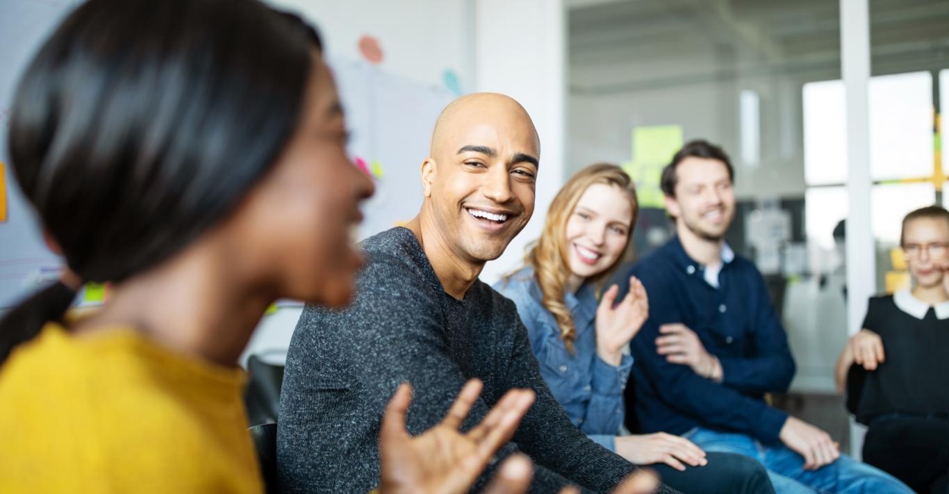 Happy diverse group