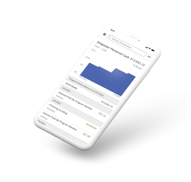 Personal Asset Personal Cash mobile dashboard