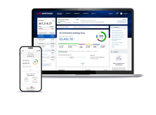 Laptop and mobile phone showing Personal Asset dashboard