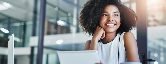 Young woman at work in office